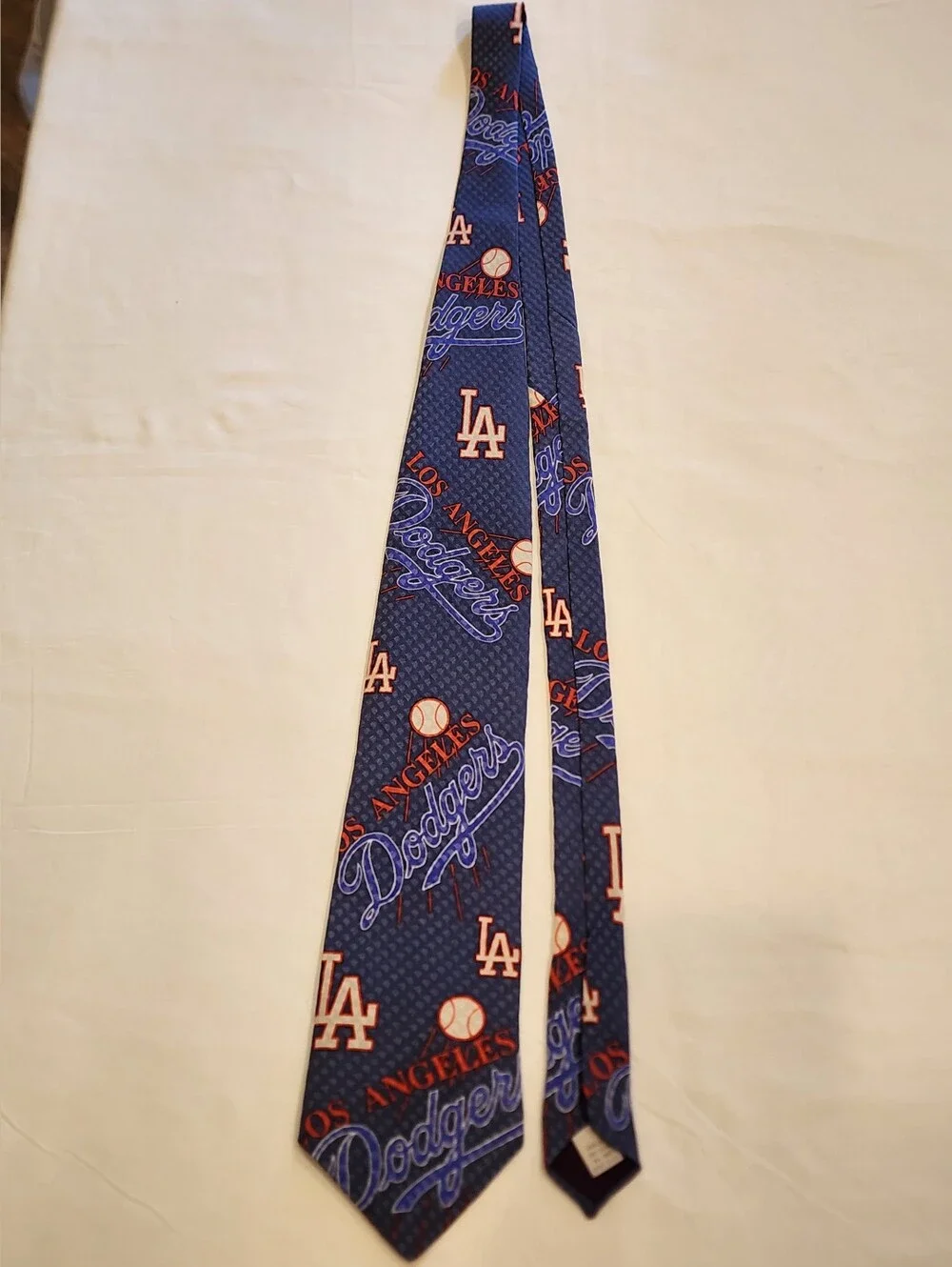 Vintage 92' Ralph Marlin Blue Los Angeles Dodgers Logo Tie with Red Accents